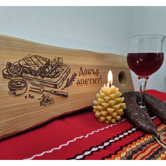 Гравирана дървена дъска от дъб, поднос за мезе